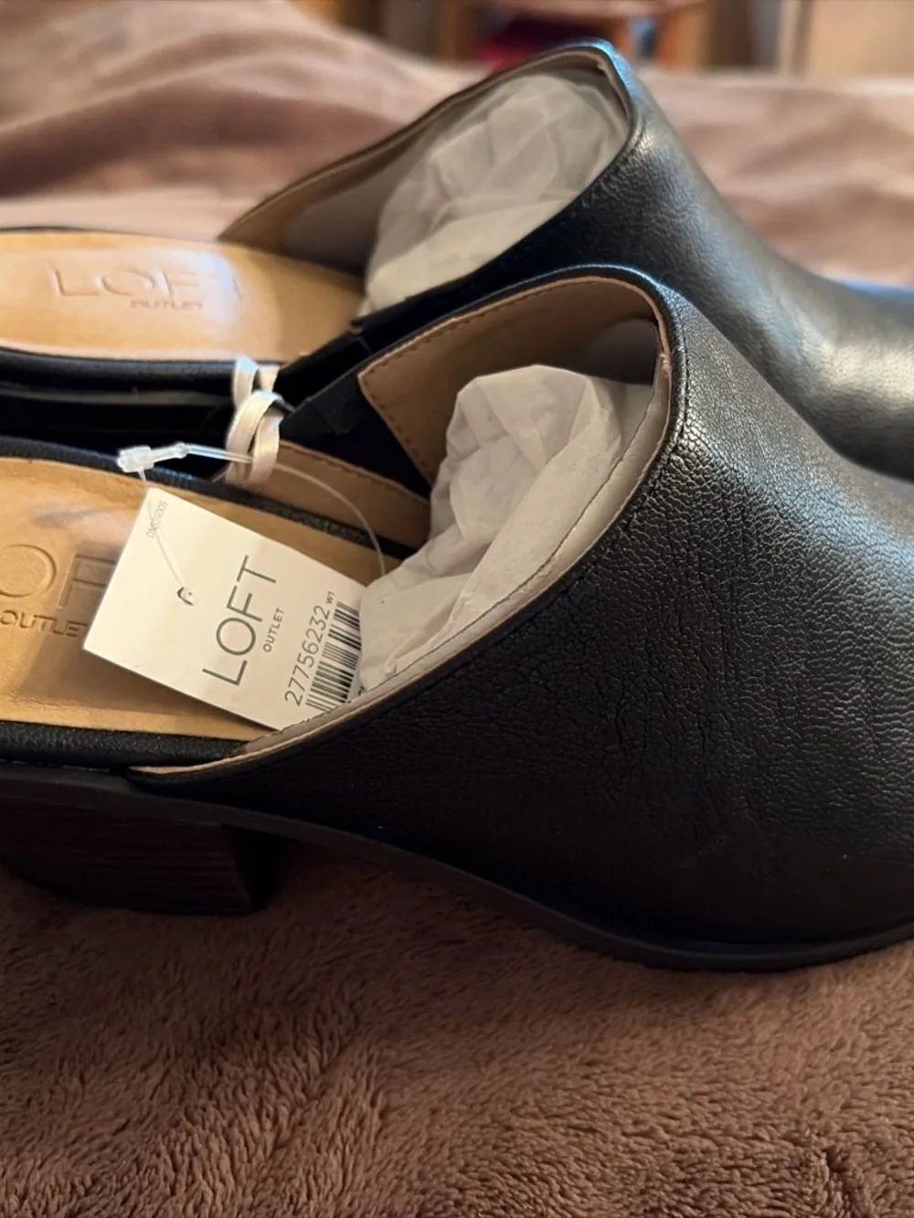LOFT Black Ankle Booties with Low Block Heel